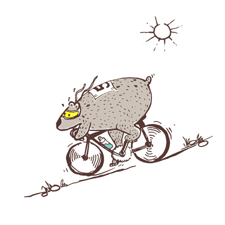 Bear riding bike fastのイラスト素材