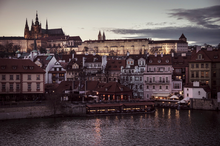 City Prague in Czech Republic. Old town in evening dusk.の写真素材
