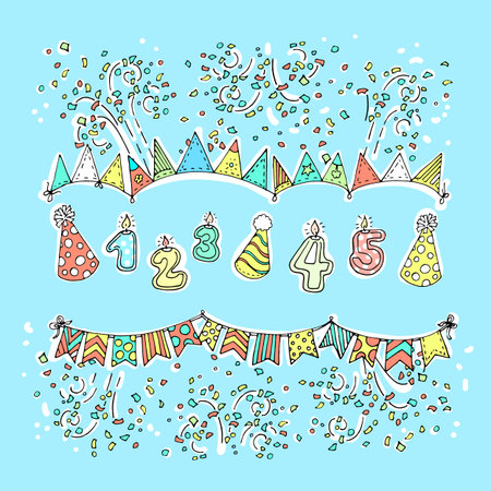 Party freehand vector doodles.のイラスト素材