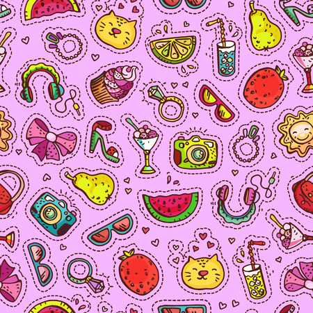 Summer doodle seamless patternのイラスト素材