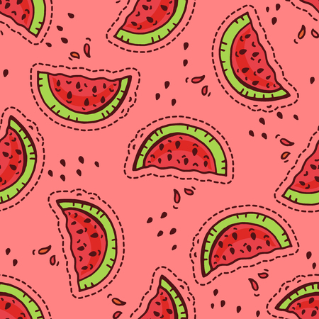 Seamless background with watermelon slicesのイラスト素材