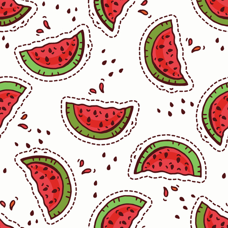 Seamless background with watermelon slicesのイラスト素材