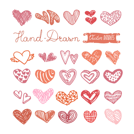 Vector hand drawn doodles - Heartsのイラスト素材