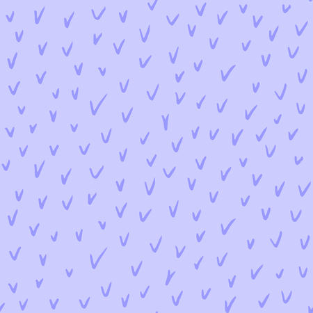 Abstract simple seamless texture with hand drawn victory sign, tick, check mark on light purple backgroundのイラスト素材