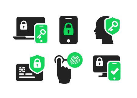 Security identity authentication icons set 02のイラスト素材
