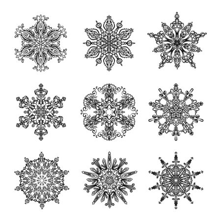 Snowflakes and Mandala collection. Decorative round ornaments.の写真素材