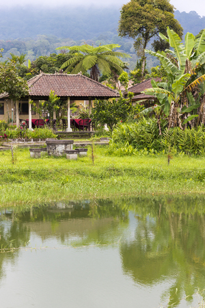 Neighborhood of the Ulun Danu Temple complex at Lake Bratan, Bedugul, Baliの写真素材