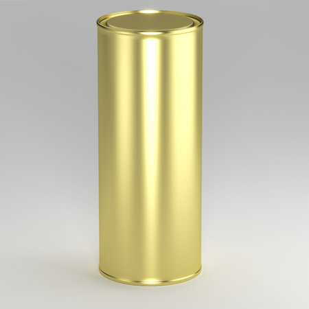 Golden color can isolated in white の写真素材