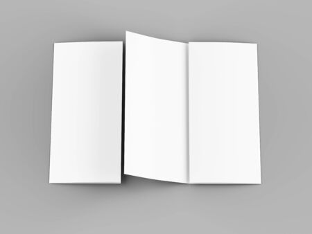 Open trifold brochure in A4 format mockup.3d illustrationの写真素材