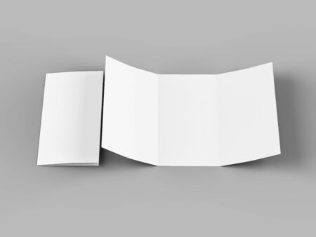 Open trifold brochure in A4 format mockup.3d illustrationの写真素材