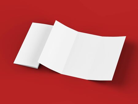 Open trifold brochure in A4 format mockup.3d illustrationの写真素材