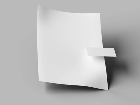 Empty paper sheet in A4 format with business card. 3d illustrationの写真素材