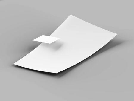 Empty paper sheet in A4 format with business card. 3d illustrationの写真素材