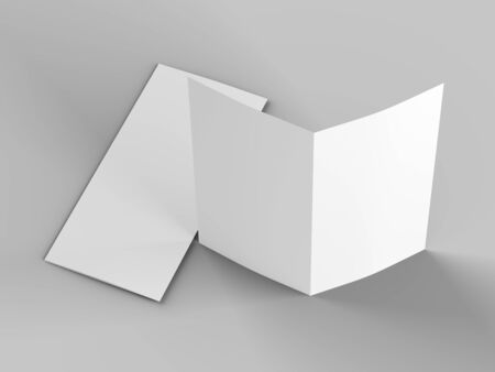 Leaflet folded to DL format - mock up - 3d illustrationの写真素材