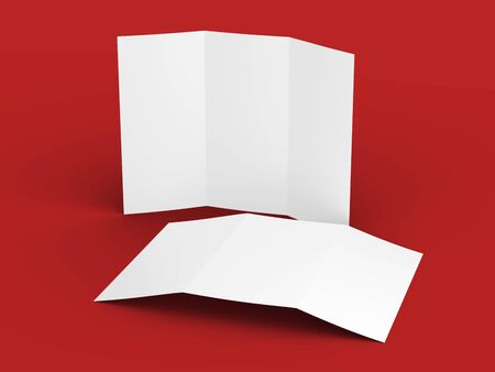 Open trifold brochure in A4 format mockup.3d illustrationの写真素材
