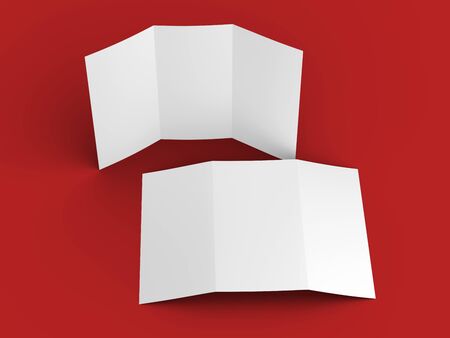 Open trifold brochure in A4 format mockup.3d illustrationの写真素材