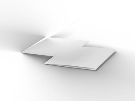 Brochure in square format folded to two - mockup. 3d illustrationの写真素材
