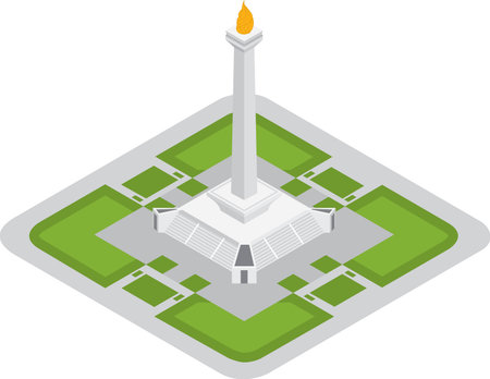 monument national icon of jakartaのイラスト素材