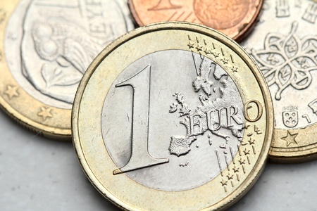 pile of euro coins closeupの写真素材