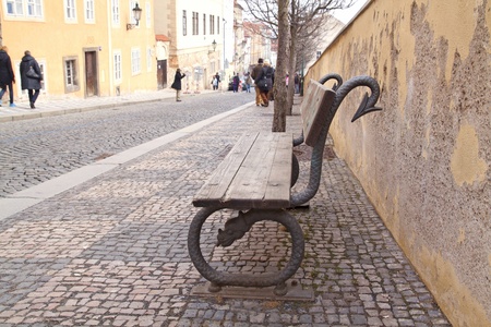 Street bench vintageの写真素材