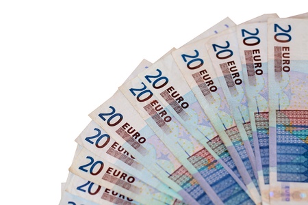 fan of euro bank notesの写真素材