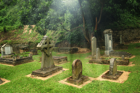 old graveyard with lightのeditorial素材