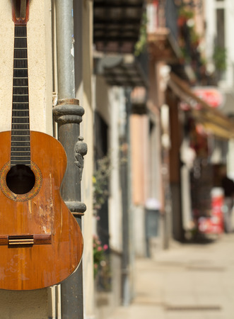 spanish guitar on the wallの写真素材