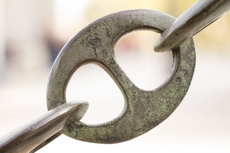 connected steel chainの写真素材