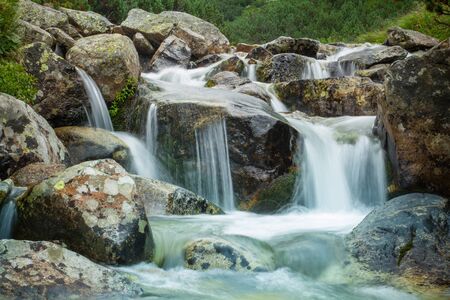 mountain waterfall long exposureの写真素材