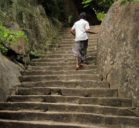 man climbing stairsの写真素材