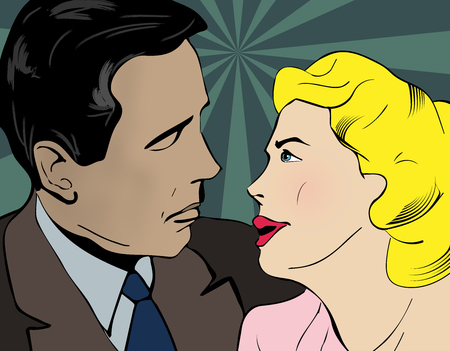 kissing couple illustrationの写真素材