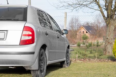 car in gardenの写真素材
