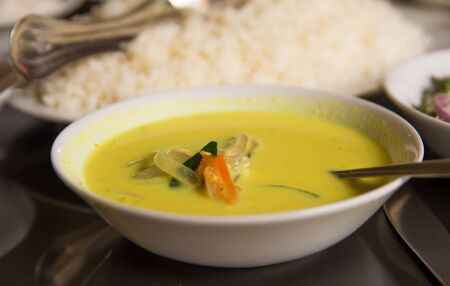 green curry with rice.の写真素材