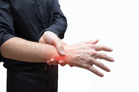 man press painful handの写真素材
