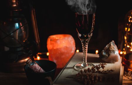 Magic potion in a glass. Magic and wizardry conceptの写真素材