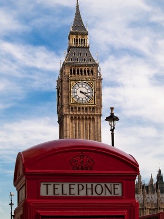 Big Ben and telephone box in London UKの写真素材