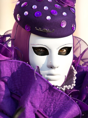 purple mask on the carnival in Veniceの写真素材