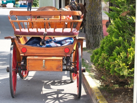 old wooden coach on the streetの写真素材