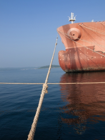 ropes on the new boatの写真素材