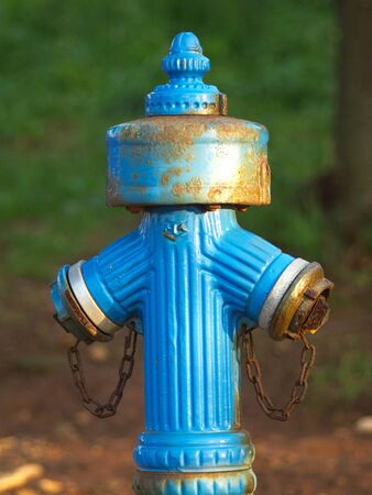 old blue rusty water hydrantの写真素材