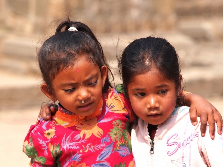 kids on the street of Kathmandu,Nepal       の写真素材