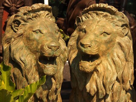 lion statue in the gardenの写真素材