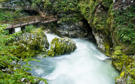 Scenic Vintgar gorge near Bled in Sloveniaの写真素材