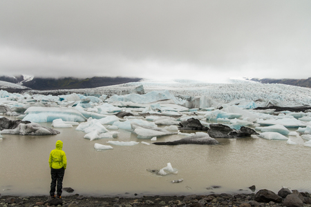 Scenic glacier lagoon in Iceland during summer timeの写真素材