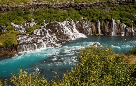 Scenic waterfall in Icelandの写真素材
