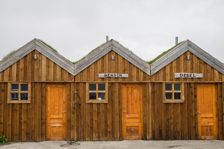 Scenic and unique gas station in ICelandの写真素材