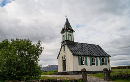 Traditional church on Icelandの写真素材