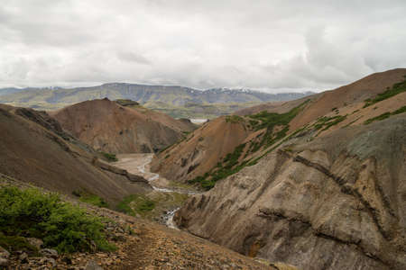 Beautiful and scenic volcanic landscape of Icelandの写真素材