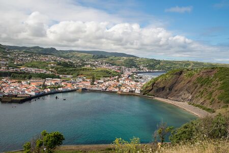 beautiful bay town of Horta in Azores, Portugalの写真素材