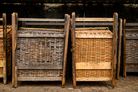Traditional wooden sledge on Madeira island, Portgugalの写真素材